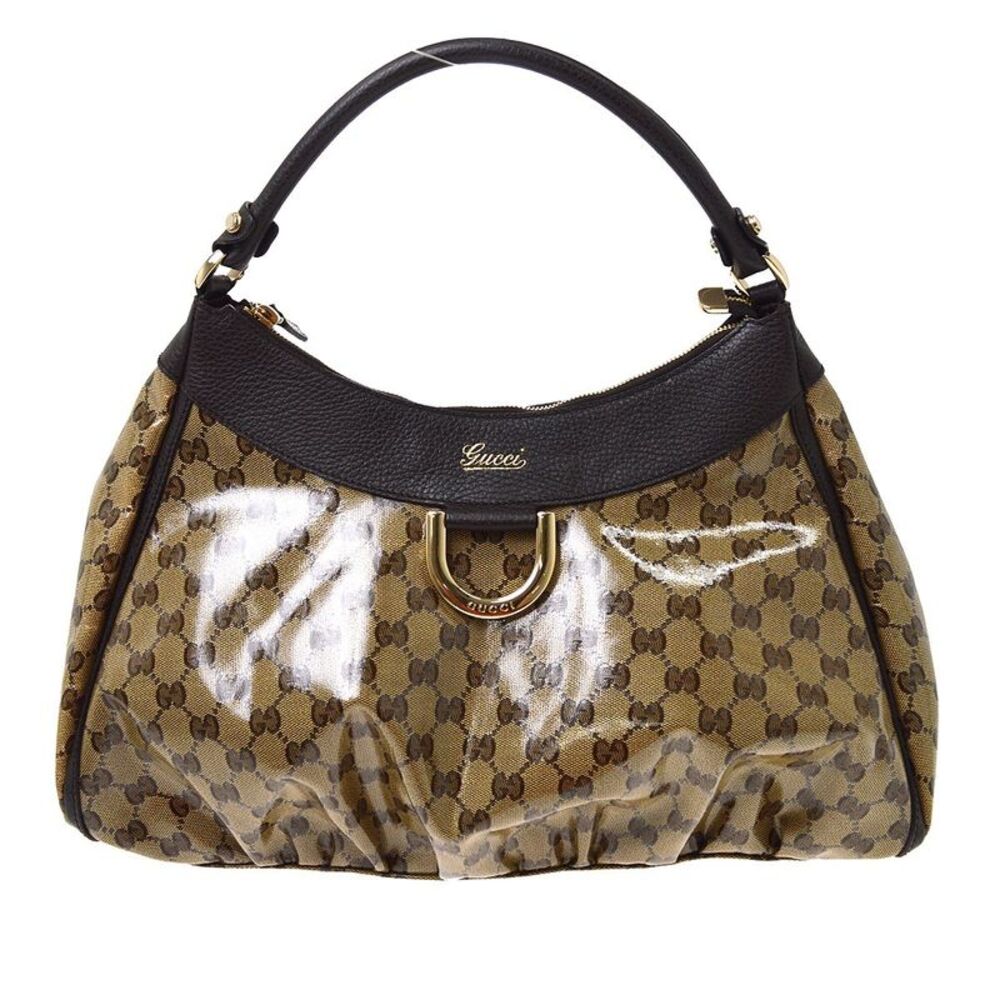 Gucci D Ring Hobo Patent Beige Pvc Handbag